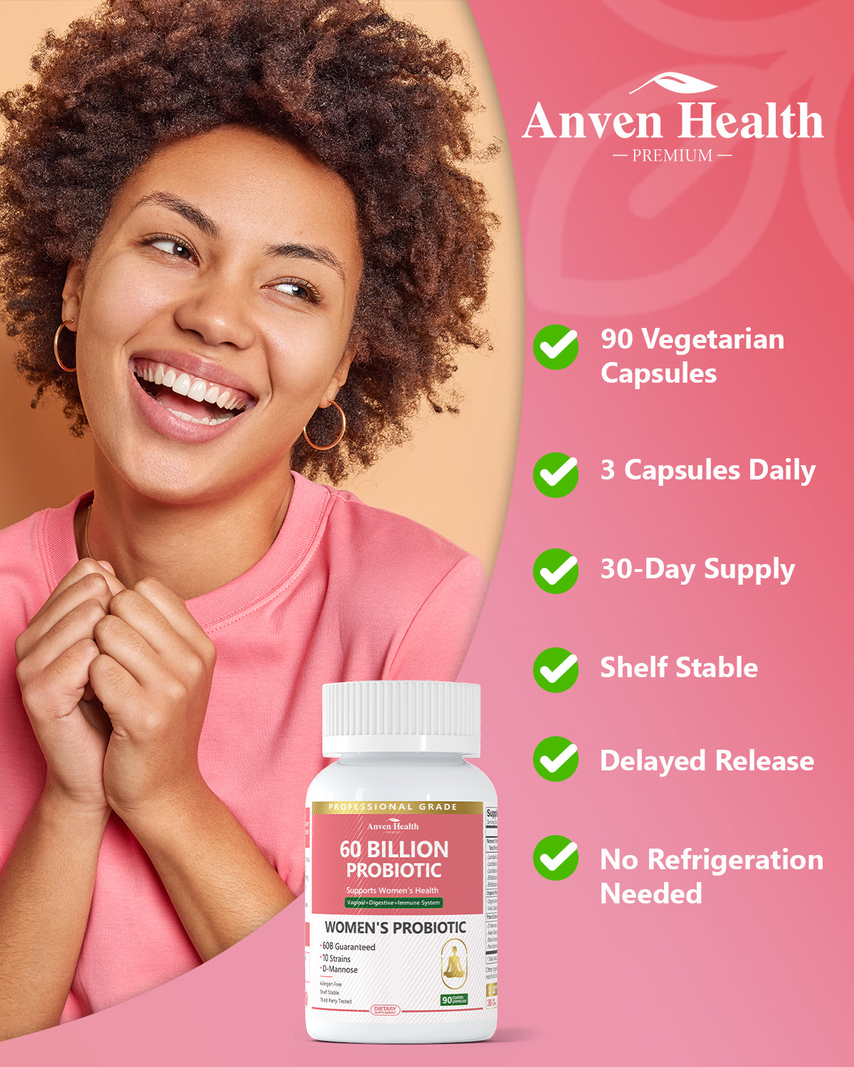 Probiotics for Women - 60 Billion Women's Probiotic & Organic Prebiotics with Cranberry Extract & D-Mannose for Gut, Digestive, Immune Health, Supports Vaginal and Urinary Wellness丨90 Veggie Caps