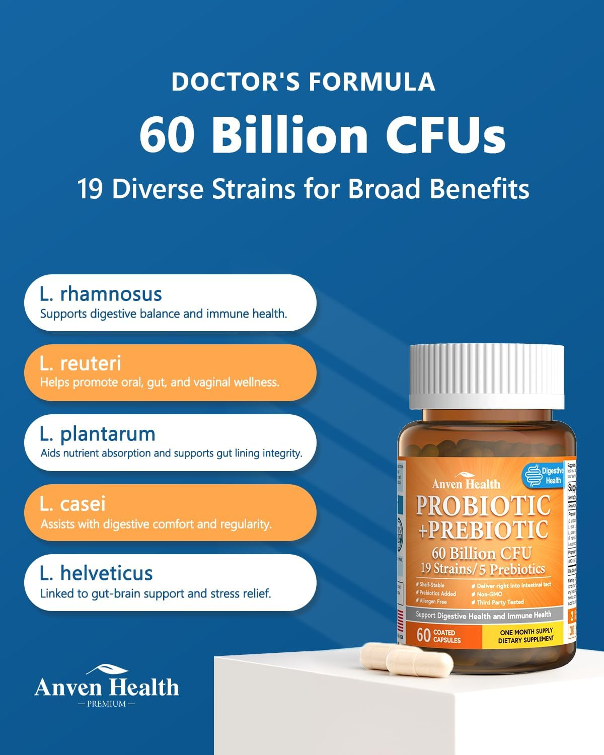 60 Billion Probiotic and Prebiotic for Women and Men