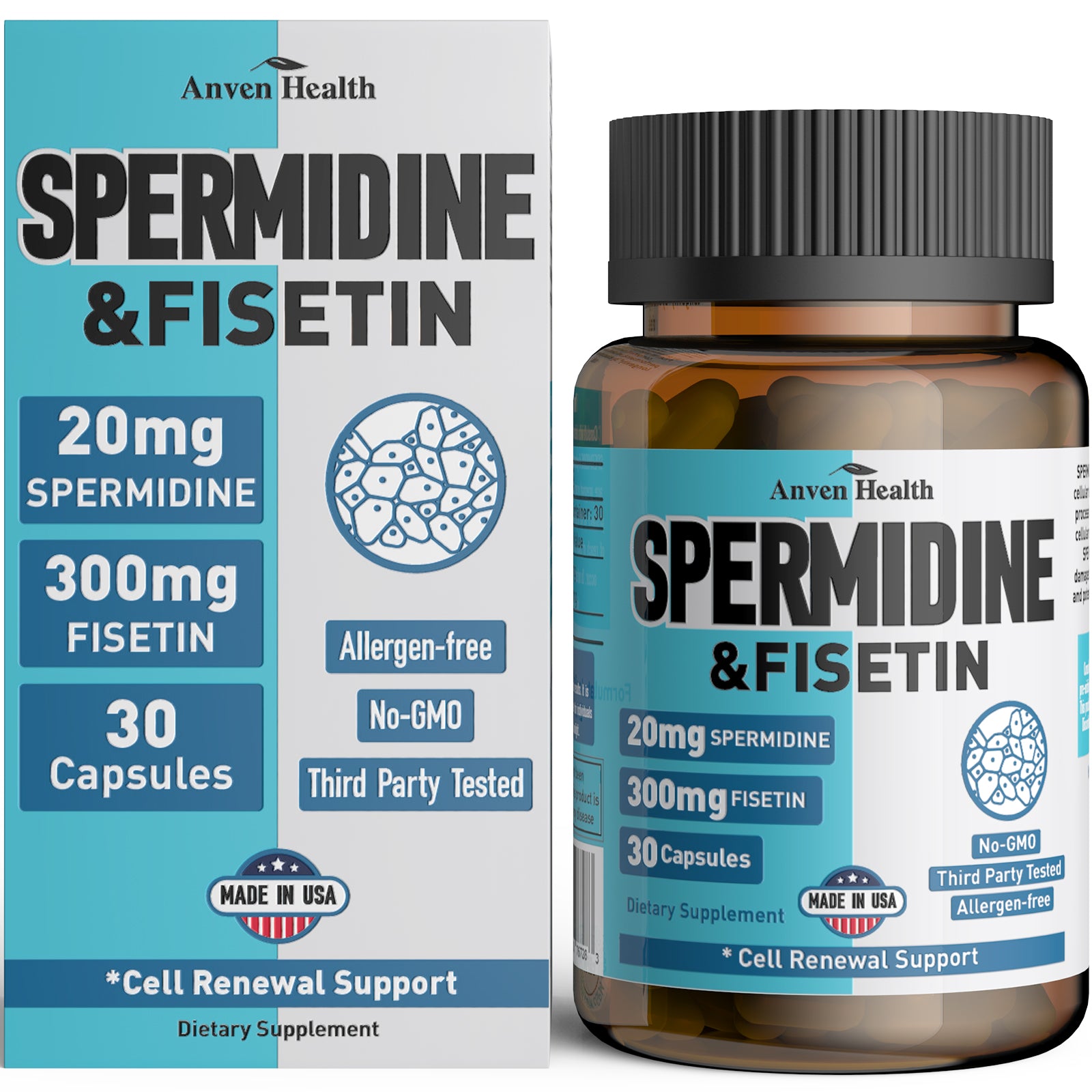 spermidine and fisetin supplement for cell renewal support