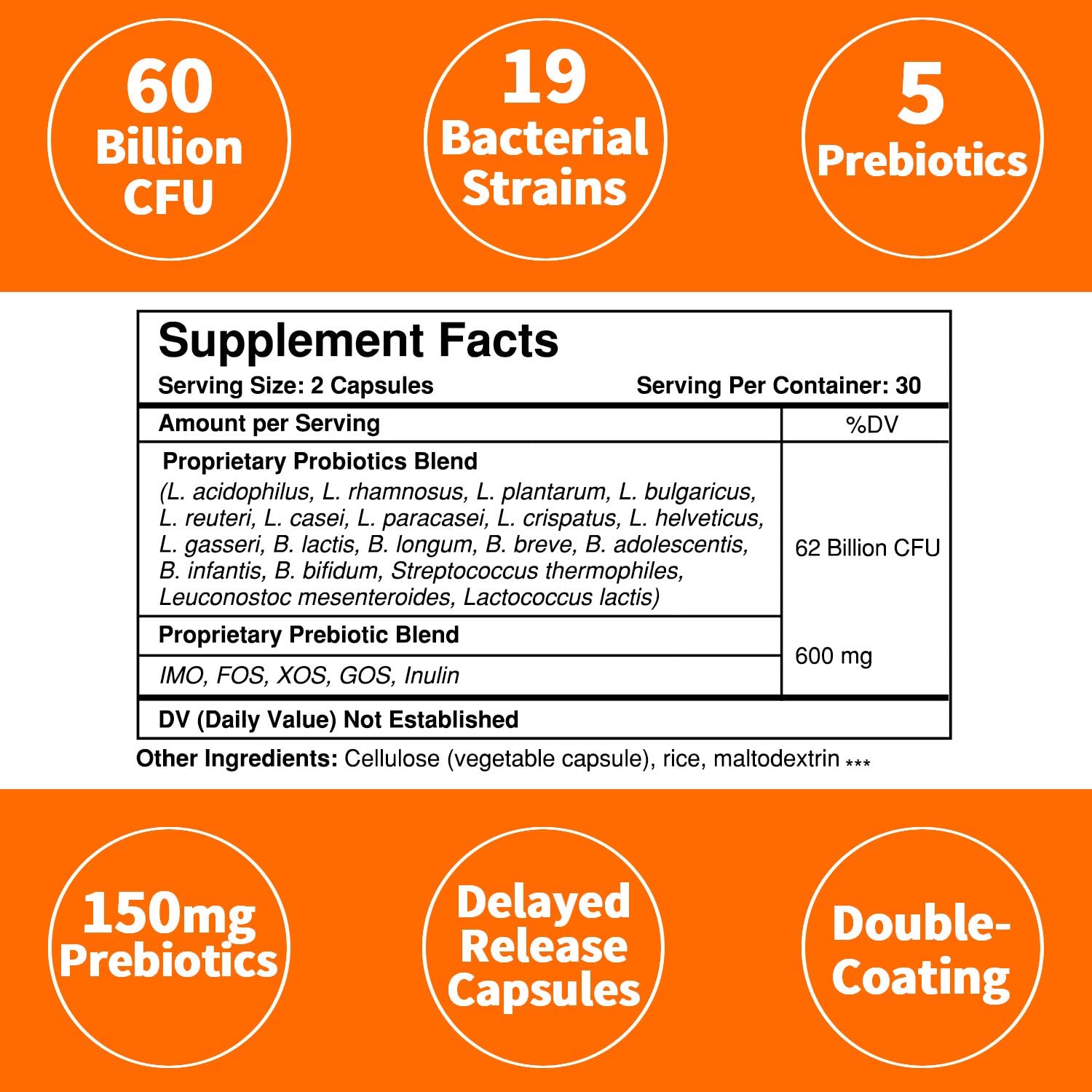 Probiotics & Prebiotics 60B CFU - Support Digestive Health & Immune Health