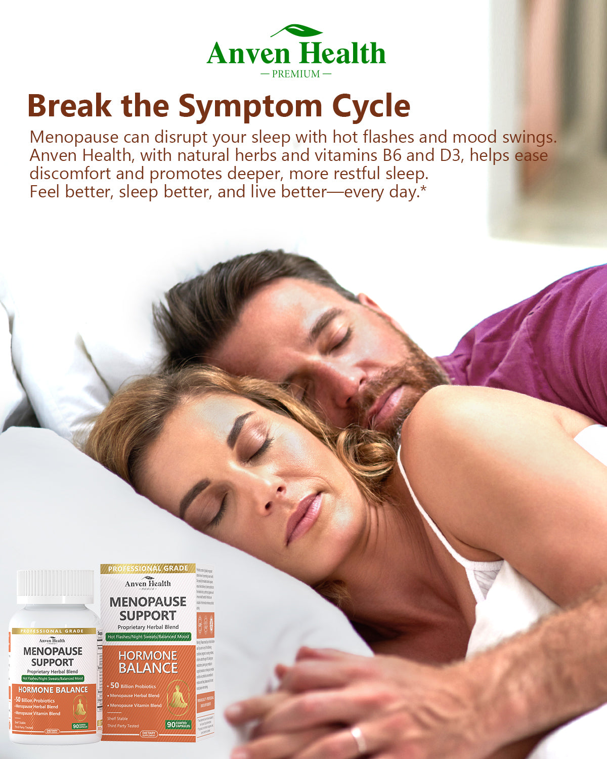 Menopause Probiotics for Women - Menopause Relief, Supports Hormone Balance, Hot Flashes, Night Sweats, Bloating & Gut Health with Herbs, Collagen Peptides, Vitamin B6 & D3 | 90 Veggie Caps