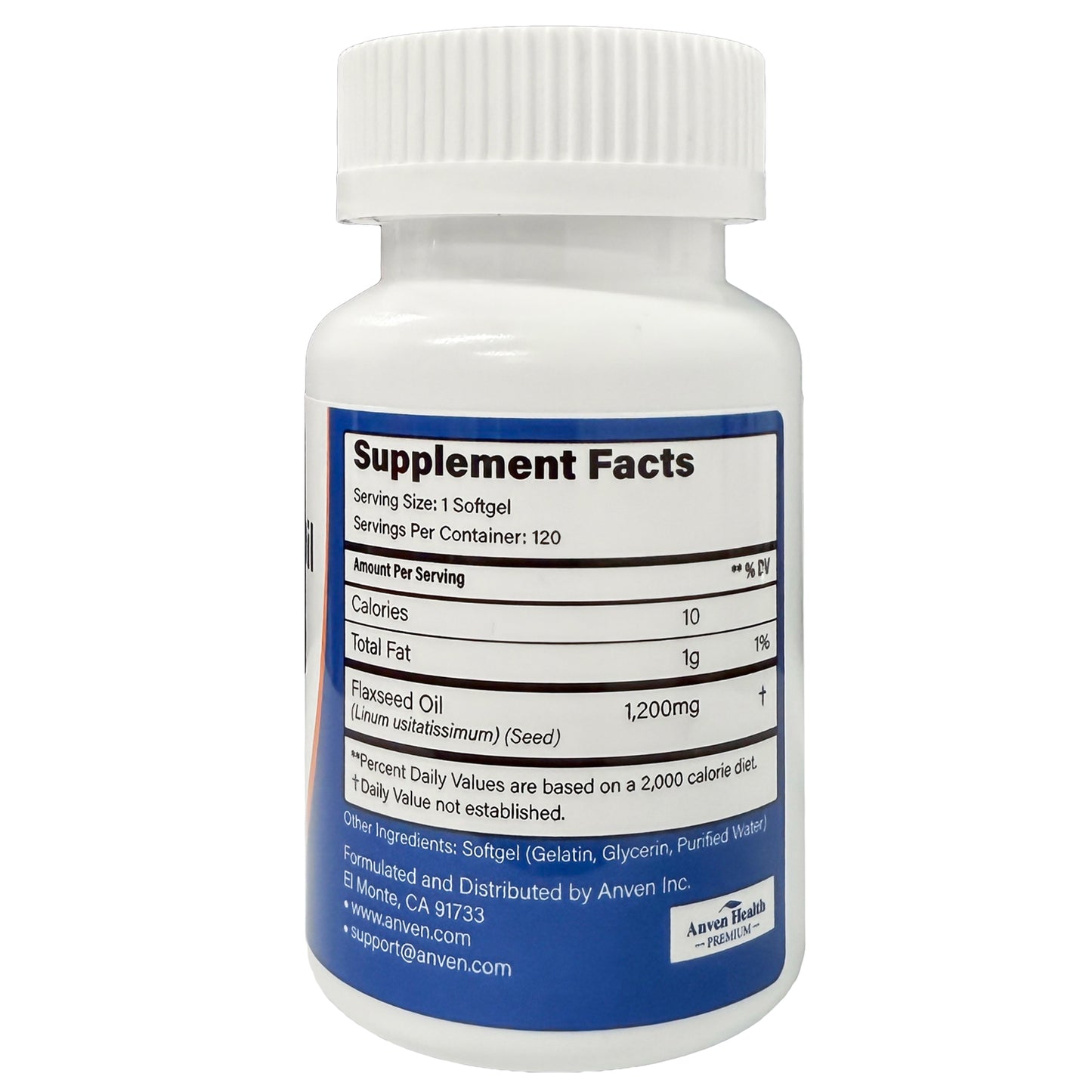 Flaxseed Oil Softgels Dietary Supplement - 1200mg per serving
