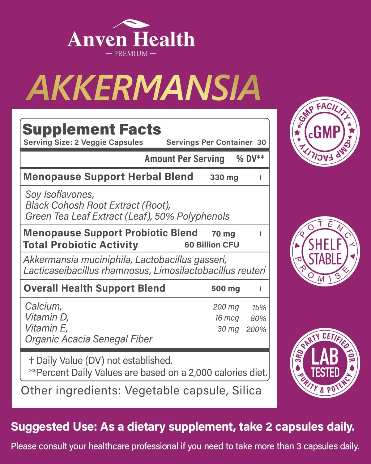 Akkermansia Probiotics 60 Billion CFU Provitalize for Women in Menopause