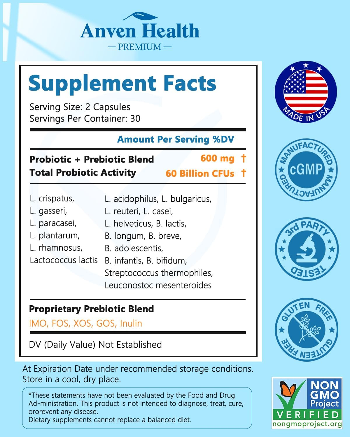 60 Billion Probiotic and Prebiotic for Women and Men