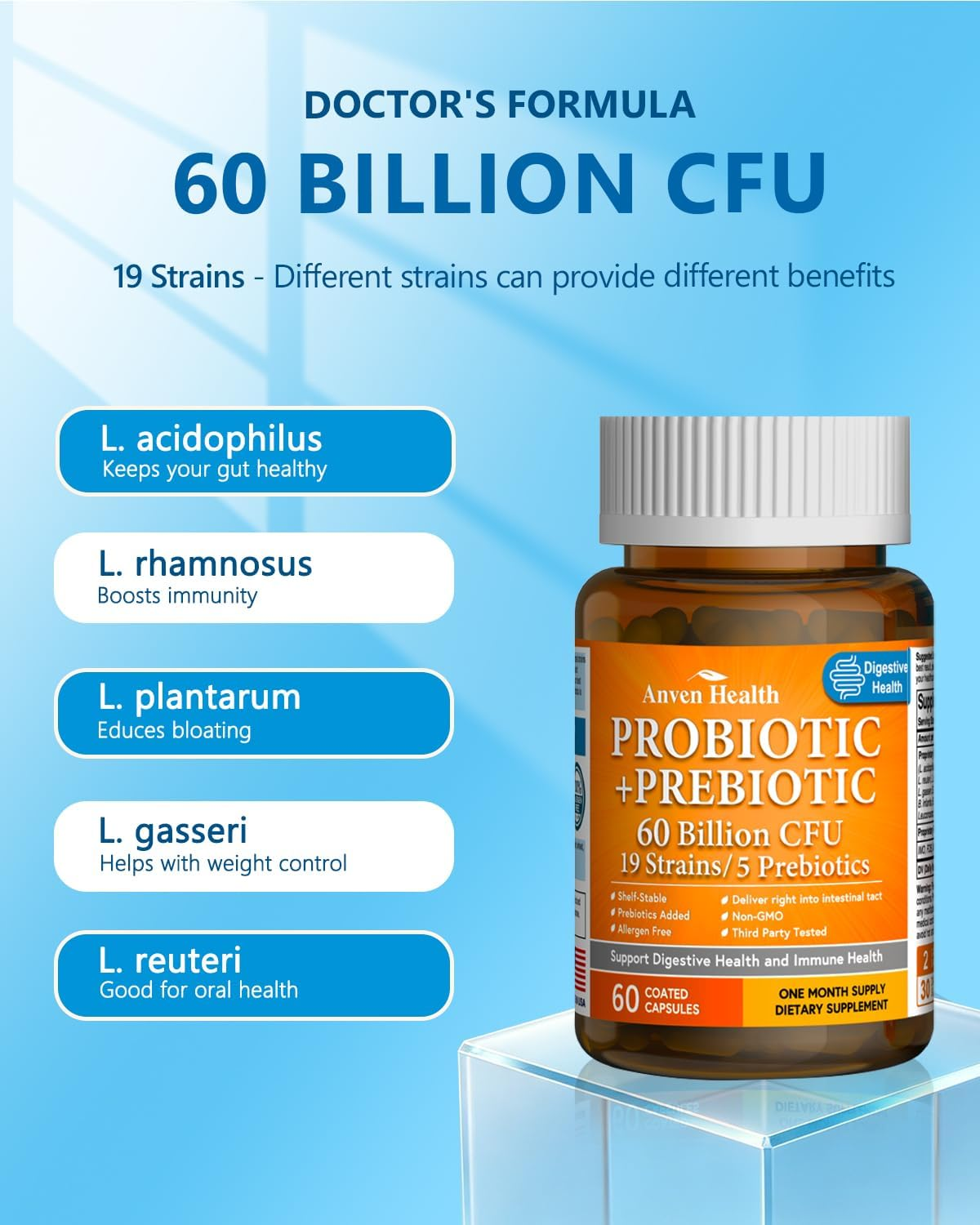 60 Billion Probiotic and Prebiotic for Women and Men