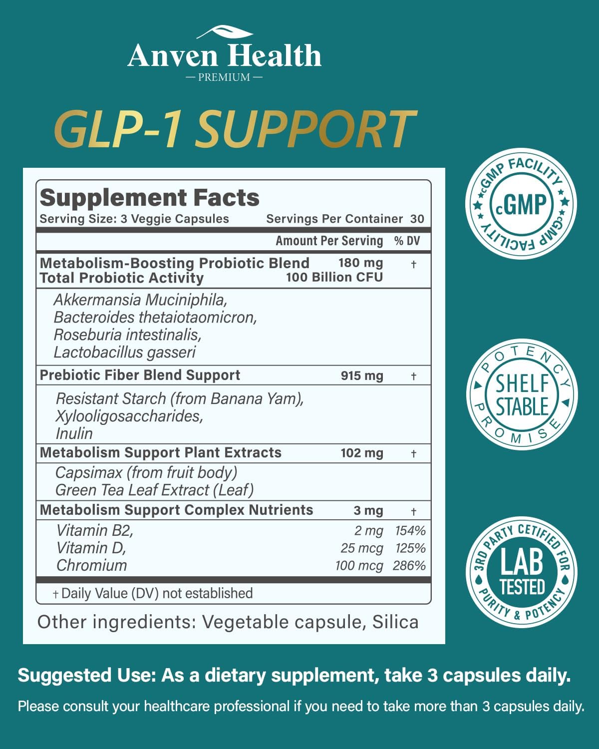 Akkermansia Probiotic 100 Billion CFU for Glp-1 Gut Health