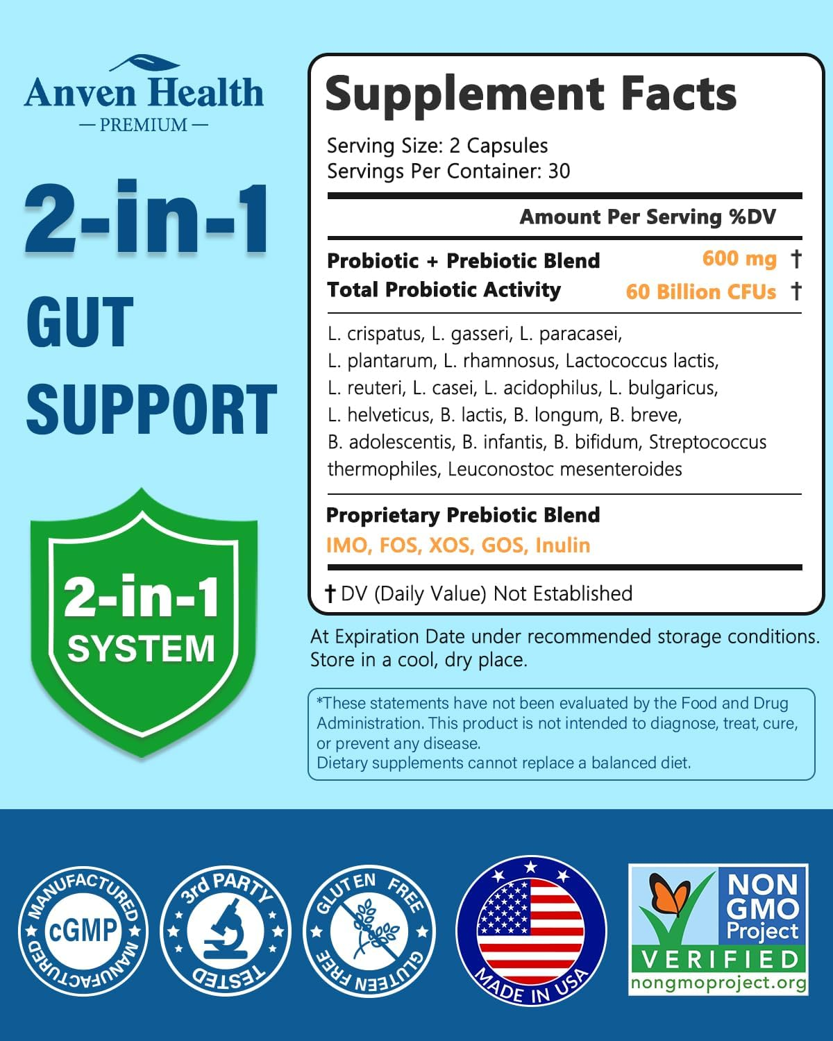 60 Billion Probiotic and Prebiotic for Women and Men